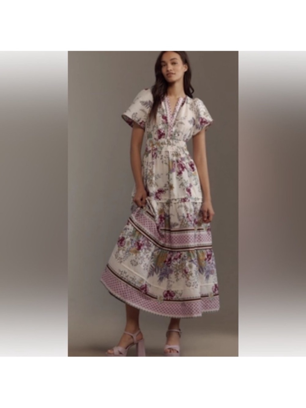 Anthropologie. The Sommerset Maxi Dress with Purple Floral